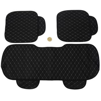 1 sets PU Leather Car Seat Cover Pad for Auto Seat Cushion Protection Pad Mat, Black+white
